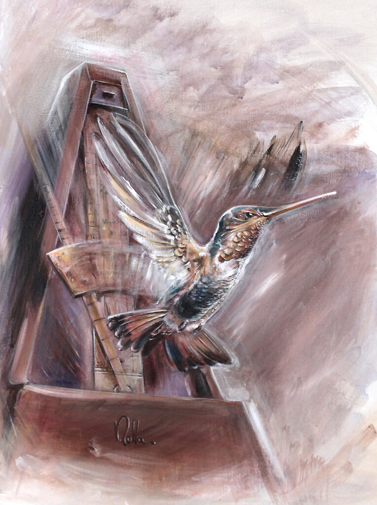 Peinture colibri acrylique - Synchronie Ailee - ROLLA