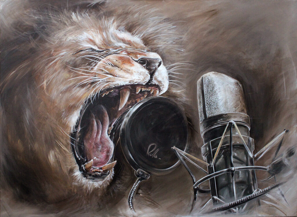 Cri Royal - Lion Acrylique sur toile - ROLLA - Artiste peintre