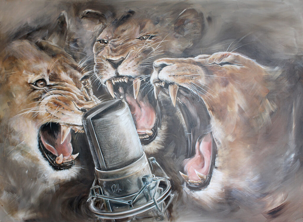 Lionnes acrylique sur toile - ROLLA