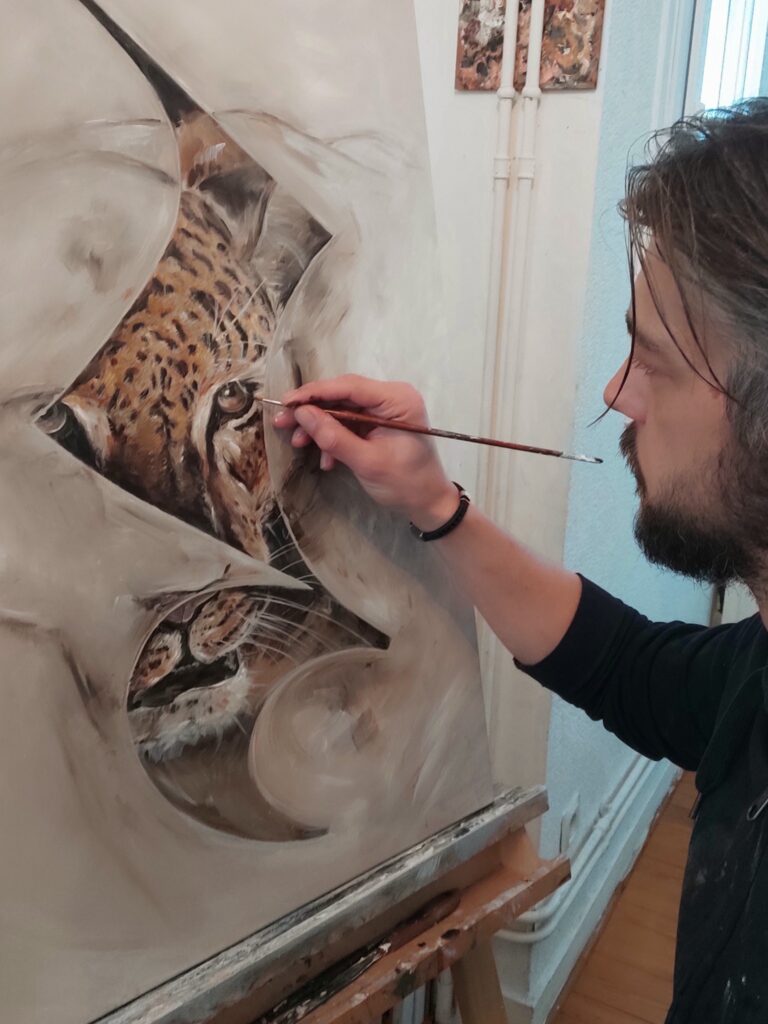 Peinture jaguar acrylique Artiste peintre Rolla