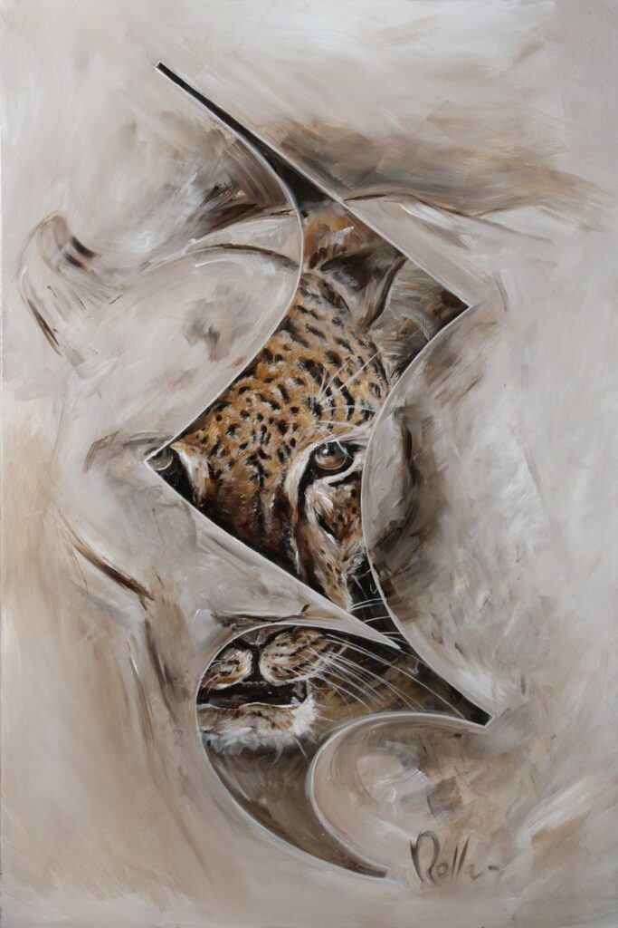 Peinture originale Soupir jaguar acrylique sur toile Rolla artiste contemporain