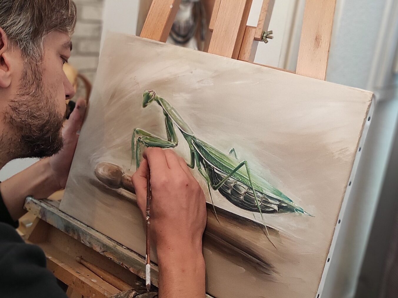 Peinture Dernière Frappe mante religieuse acrylique Rolla art contemporain