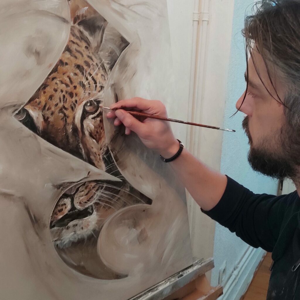 Peinture jaguar acrylique Artiste peintre Rolla