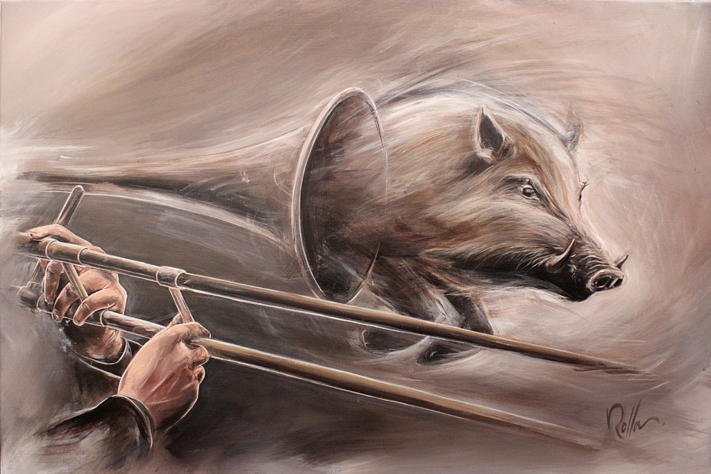 charge sonore peinture musique trombone sanglier