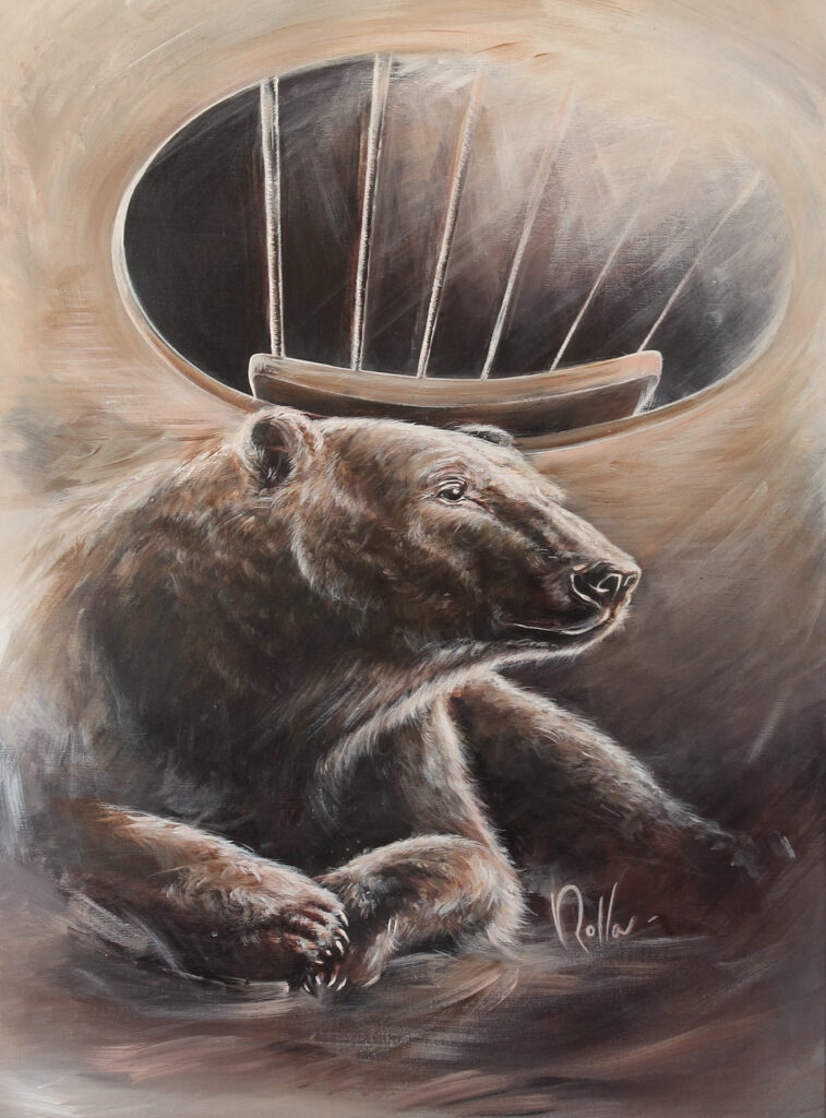 Eveil Accordé Peinture ours Acrylique sur toile - ROLLA