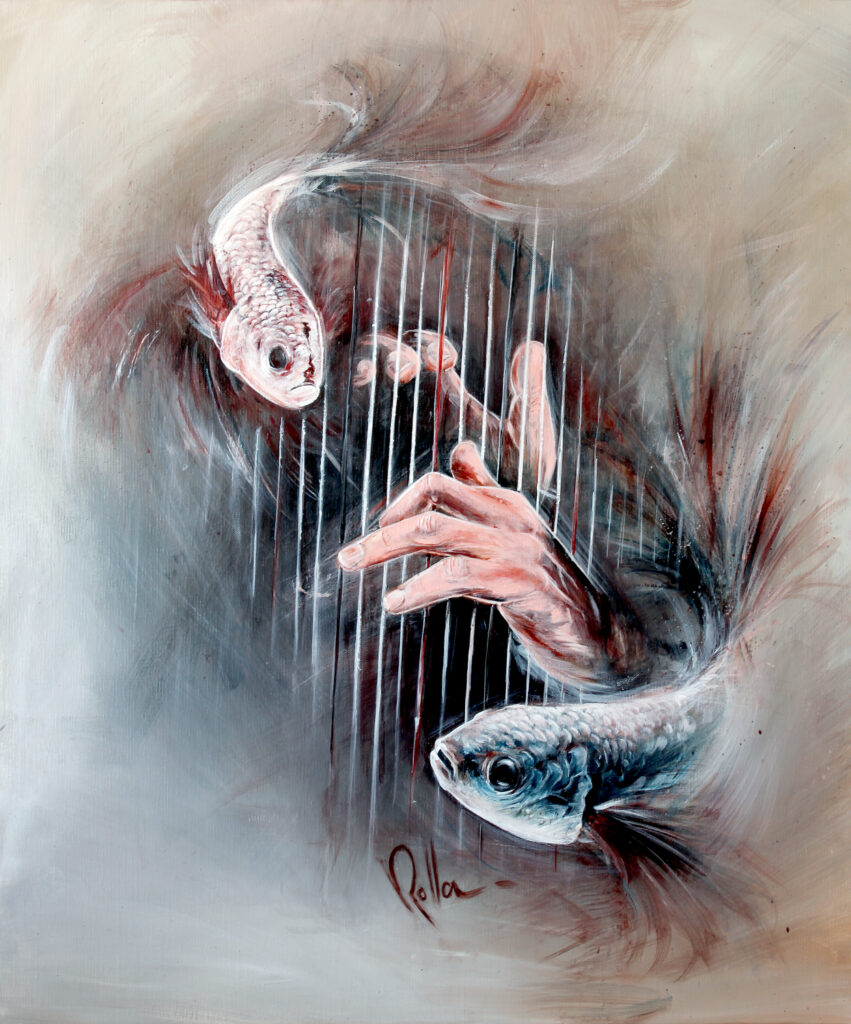 vibration aquatique - rolla-art - artiste peintre - peinture acrylique poissons